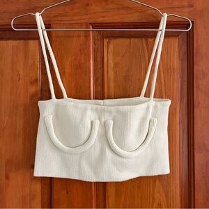 Orseund Iris Cream Ribbed Knit Crop Top